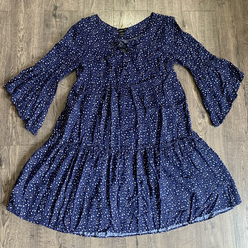 NWT Robert Louis Navy Blue Polka Dot Dress